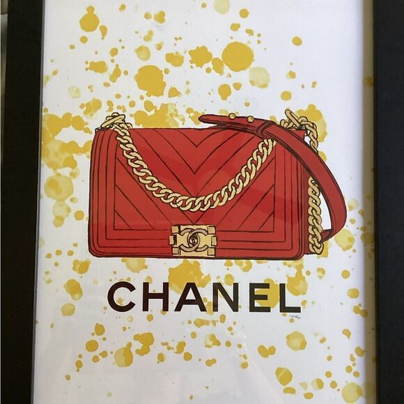 CHANEL PURSE FRAMED PRINT EXCLUSIVE FROM FAIRCHILD PARIS LIMITED EDITION - Picture 2 of 7